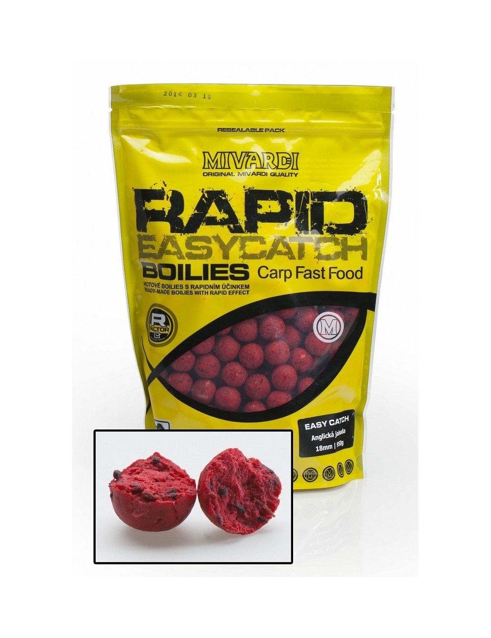 Mivardi Rapid Boilie Easy Catch - English Strawberry 24mm